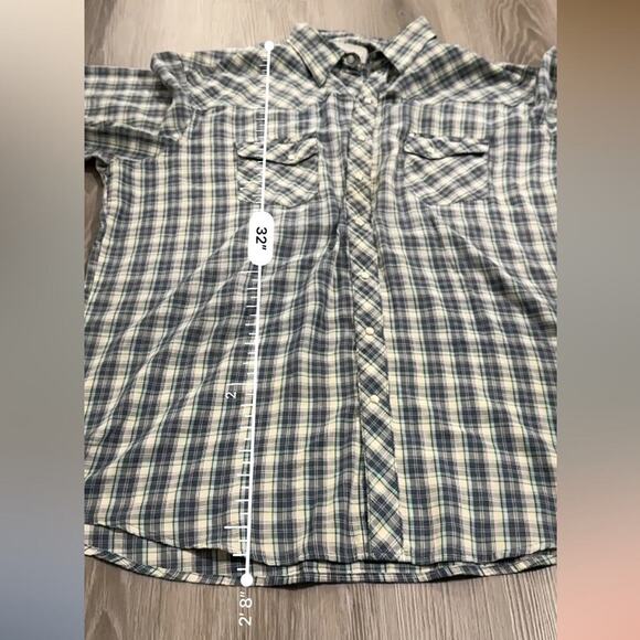Vintage Wrangler Plaid Pearl Snap Button Down Short Sleeve Wrancher Shirt - Picture 9 of 9